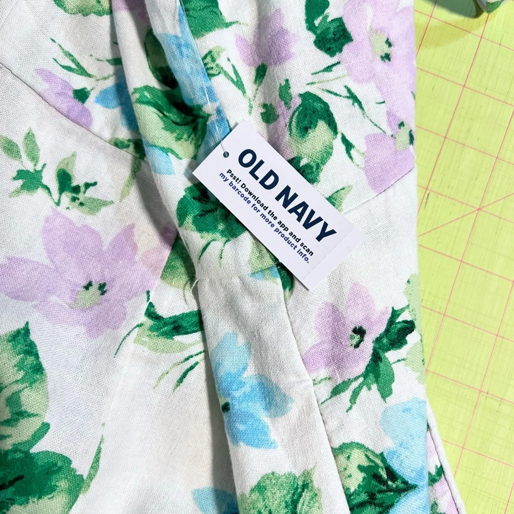 Old Navy cottage country flower garden linen sundress sun dress smocked new‎ nwt